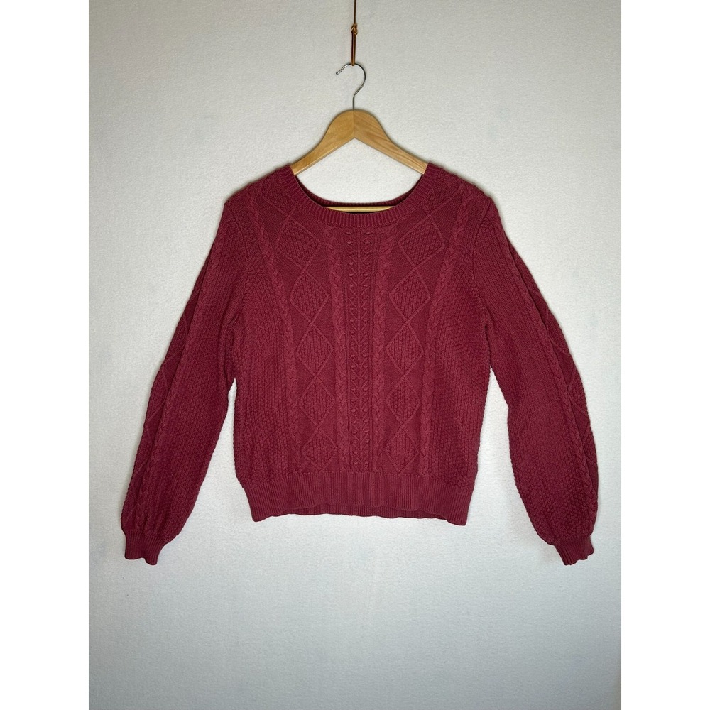 Abercrombie & Fitch Salmon Pink Cable Knit Pullover Sweater Womens Size Large